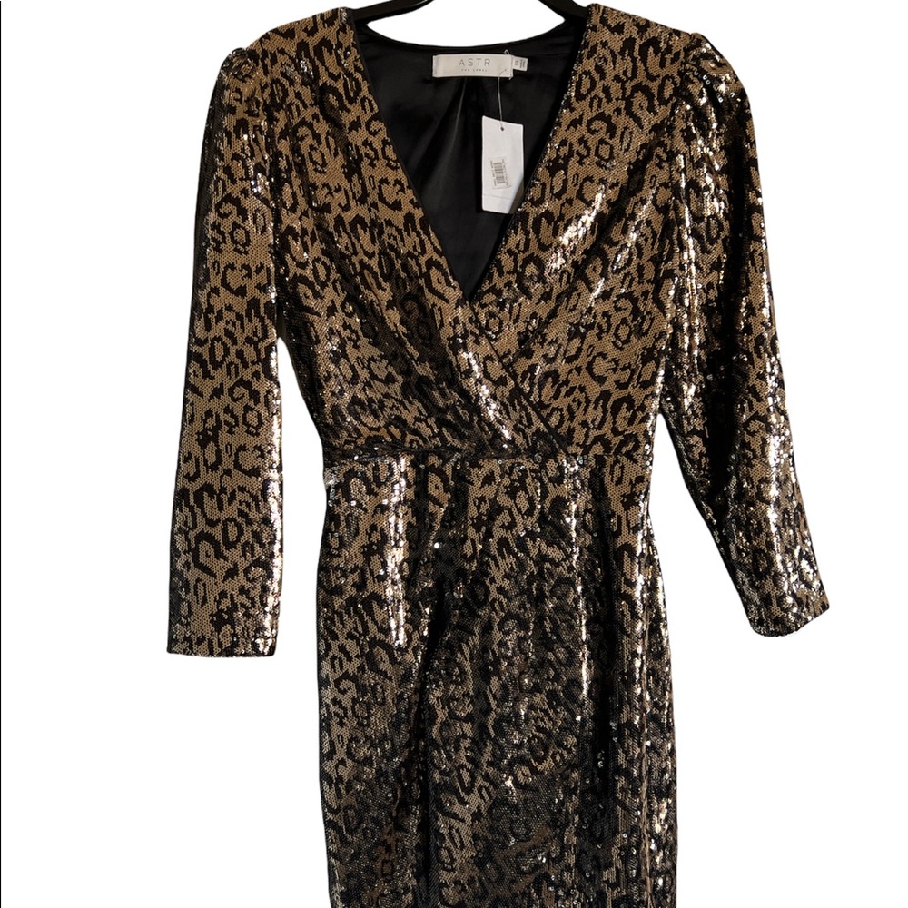 ASTR black and gold sequin Dress